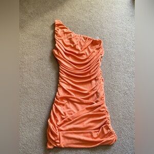 Orange one shoulder dress